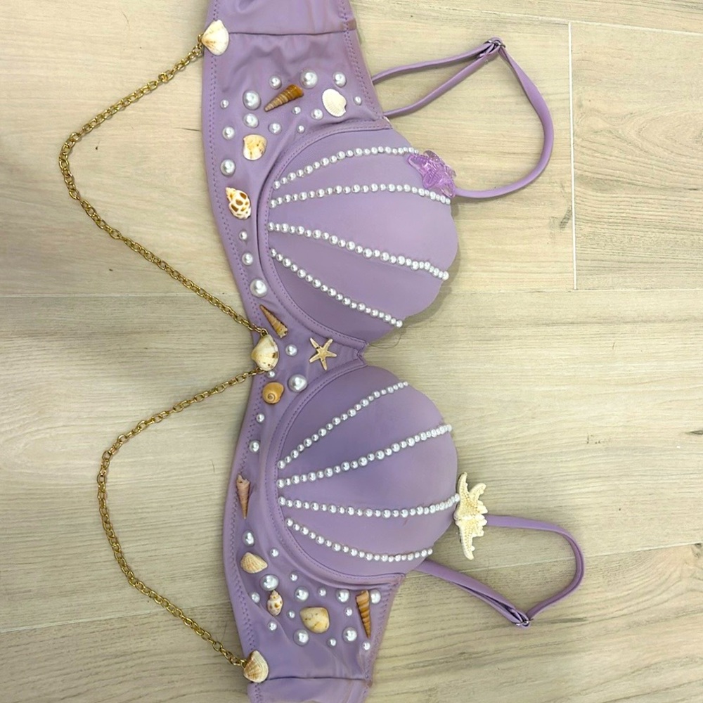 Mermaid top. Bought the top from amazon and E6000 glued shells and pearls myself